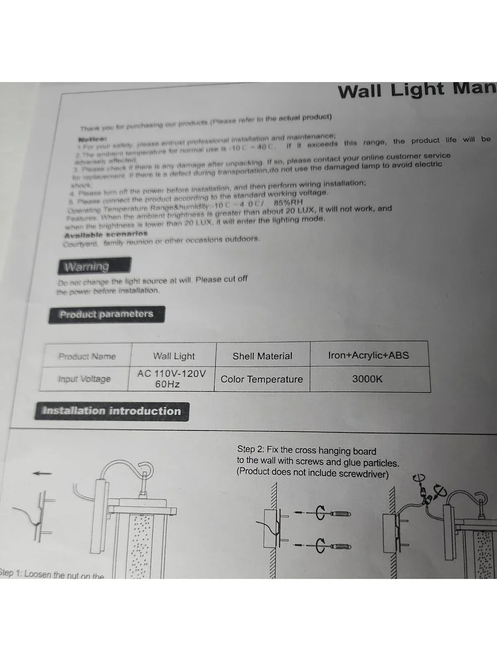 LED Wall Light Fixture Exterior Bubble Effect Lamp Porch Patio Sconce Hard Wire
